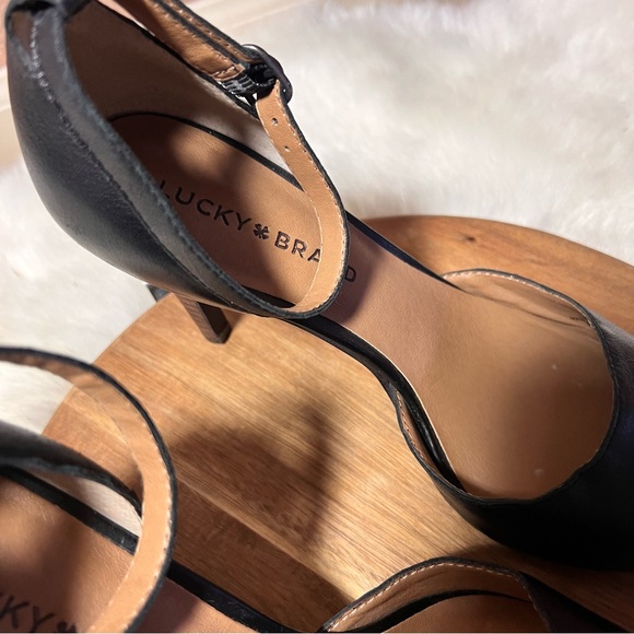 Lucky Brand Black Heels with Ankle Strap and Smooth Finish Size 7.5 - Picture 8 of 12